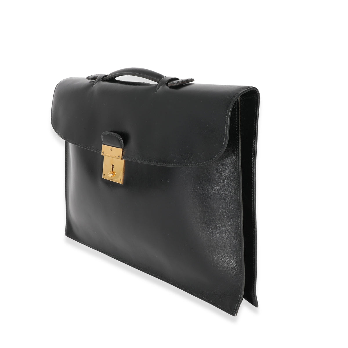 Hermès Vintage Black Box Calf Quirus Briefcase GHW