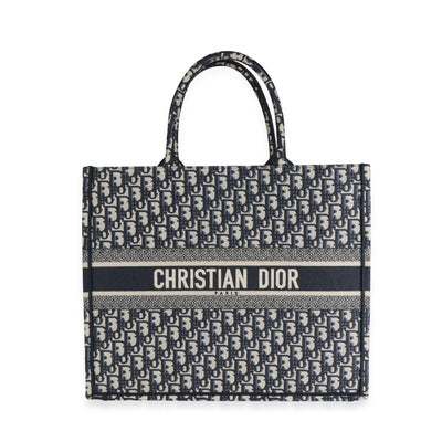 Dior Blue Oblique Embroidery Book Tote