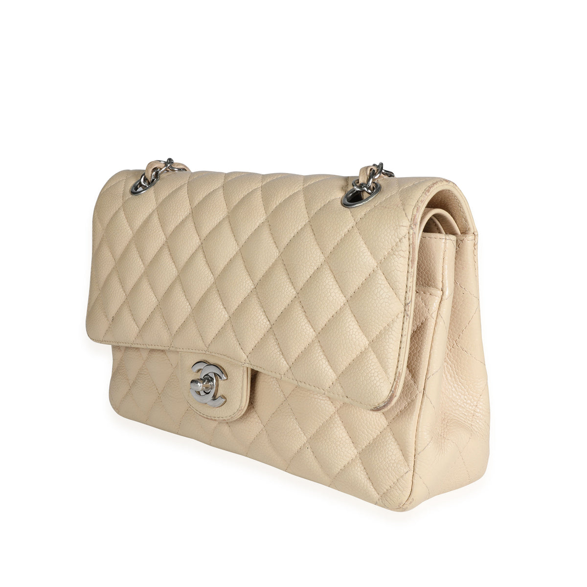 Chanel Beige Quilted Caviar Medium Classic Double Flap Bag, myGemma