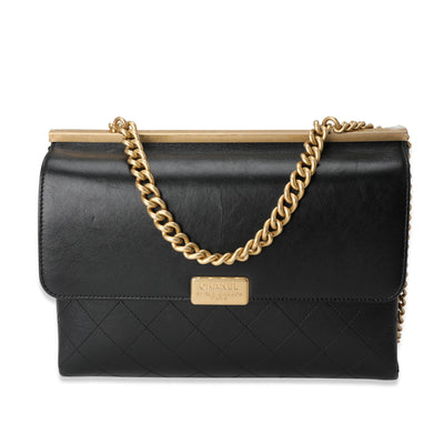 Chanel Black Quilted Calfskin Chain Handle Shopping Bag