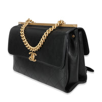 Chanel Black Quilted Calfskin Chain Handle Shopping Bag