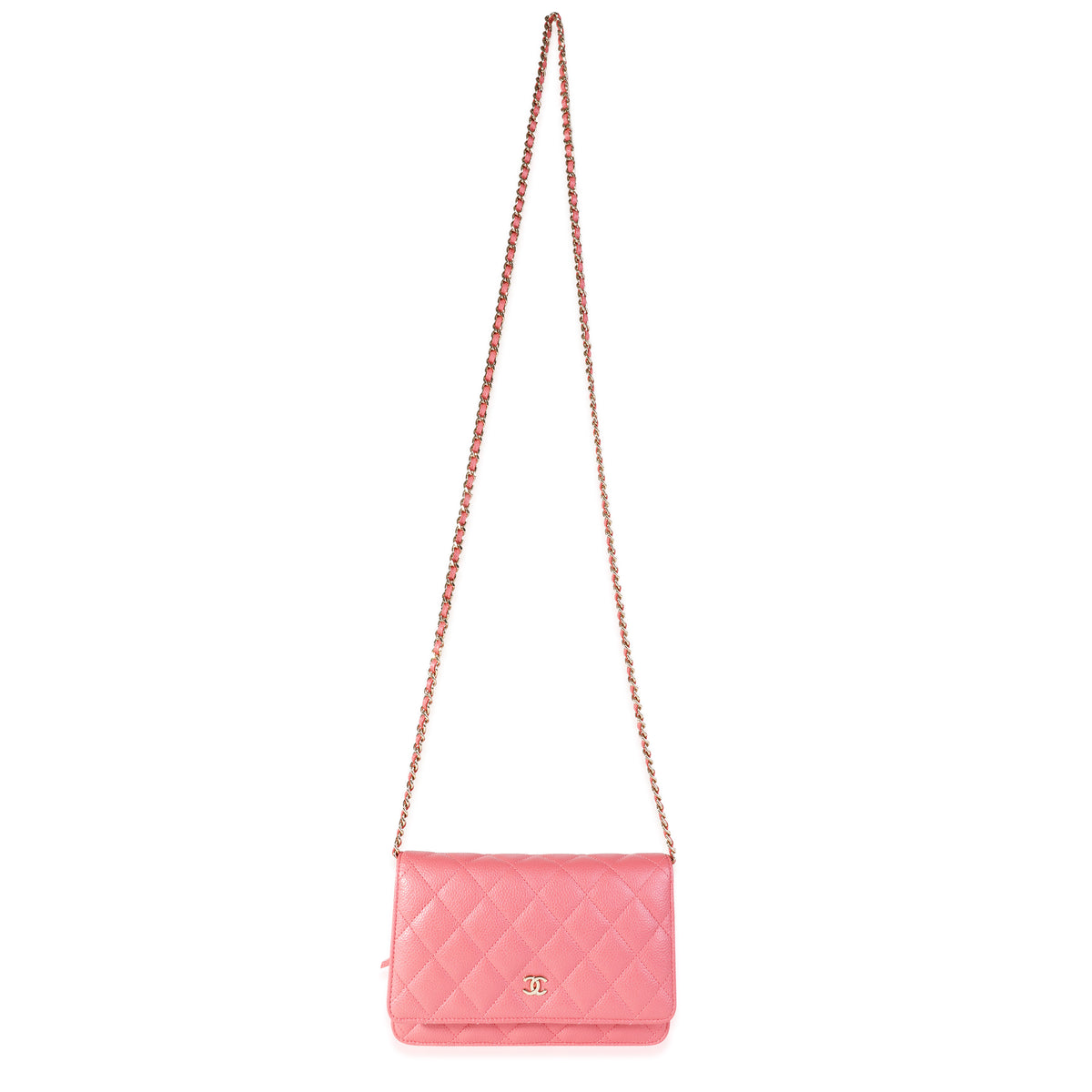 Chanel Pink Quilted Caviar Wallet on Chain