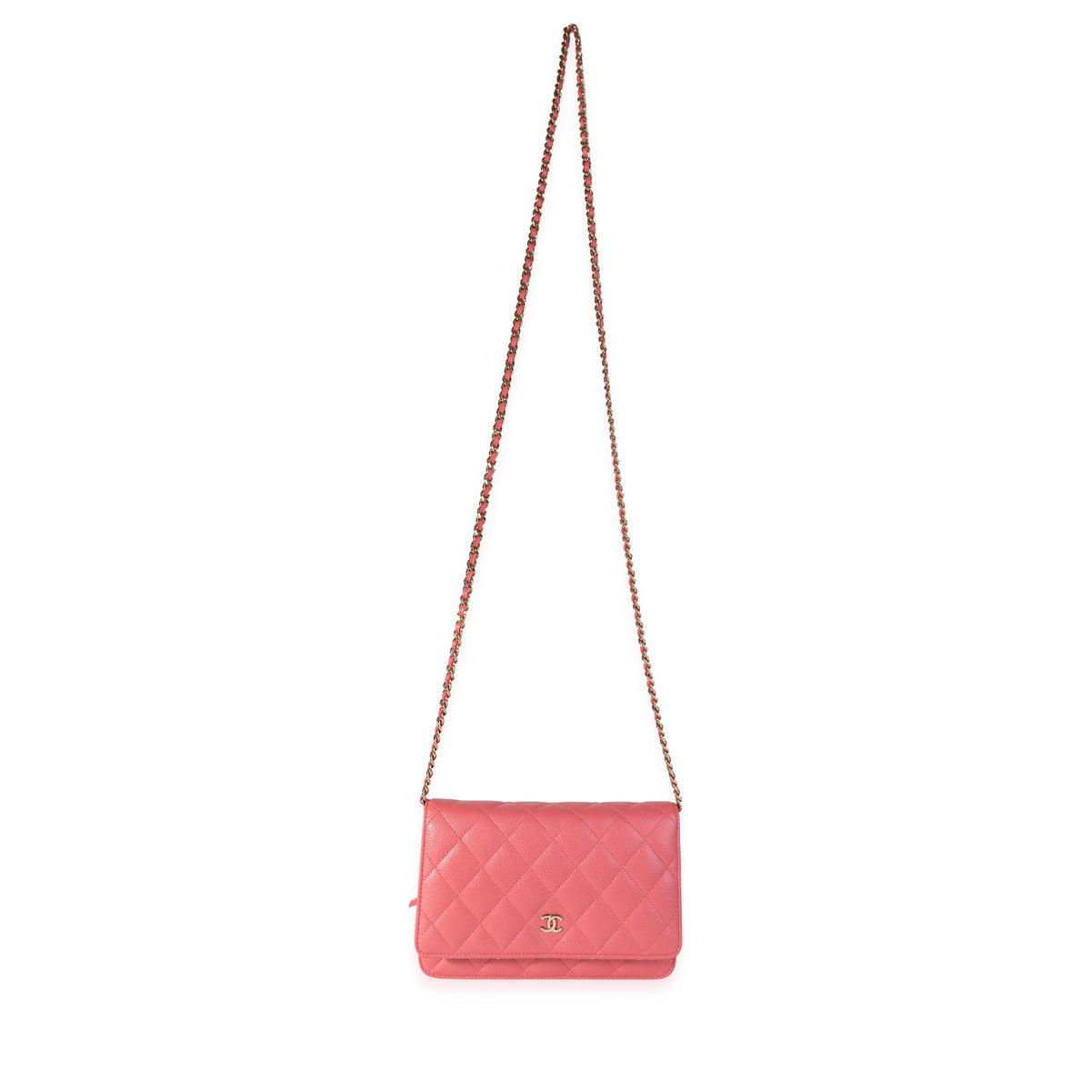 Chanel Pink Quilted Caviar Wallet on Chain