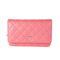 Chanel Pink Quilted Caviar Wallet on Chain