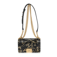 Chanel Black and Gold Crocodile-Embossed Leather Small Graffiti Boy Bag