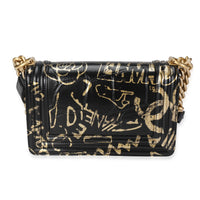 Chanel Black and Gold Crocodile-Embossed Leather Small Graffiti Boy Bag