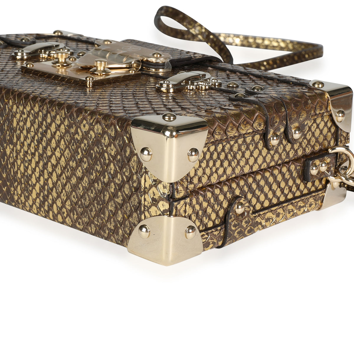 Louis Vuitton Distressed Metallic Gold Python Petite Malle Golden  ref.620190 - Joli Closet