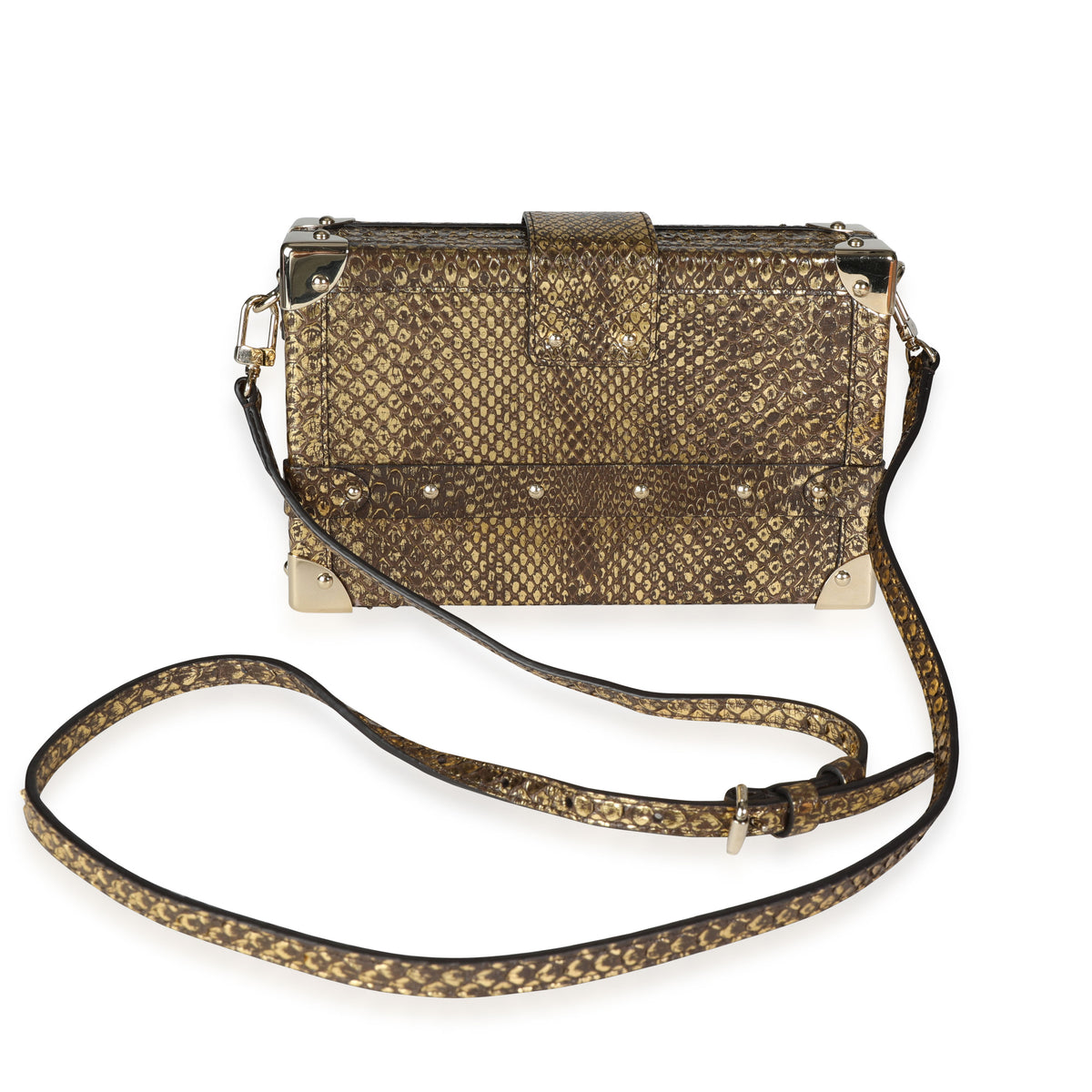 Louis Vuitton Petite Malle Handbag Python Snake trunk Crossbody LV