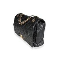 Chanel Paris-Bombay Black Aged Quilted Calfskin Pondicherry Flap Bag