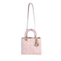 Dior Lotus Pearlescent Cannage Lambskin Medium Lady Dior Bag