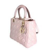 Dior Lotus Pearlescent Cannage Lambskin Medium Lady Dior Bag