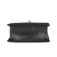 Chanel Black Leather & Gold Metallic Camellia Print Mini Flap Bag