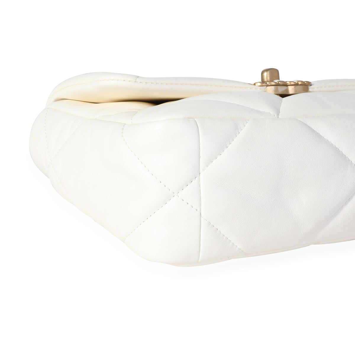 Chanel White Quilted Lambskin Chanel 19 Medium Flap Bag
