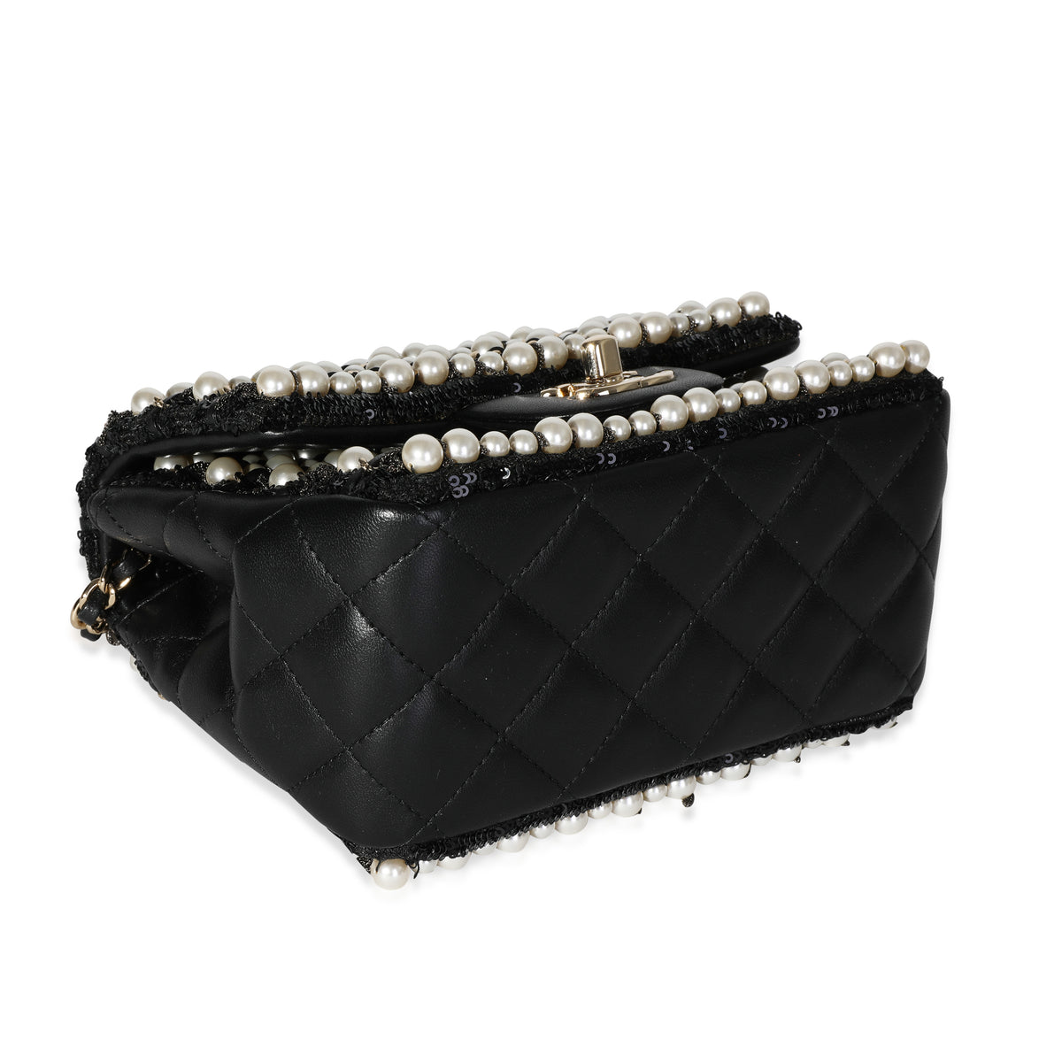 Chanel Black Pearl & Chains Quilted Mini Flap