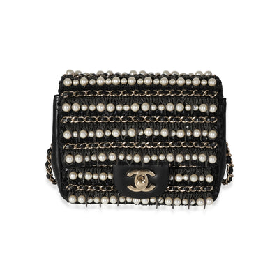 Chanel Black Pearl & Chains Quilted Mini Flap