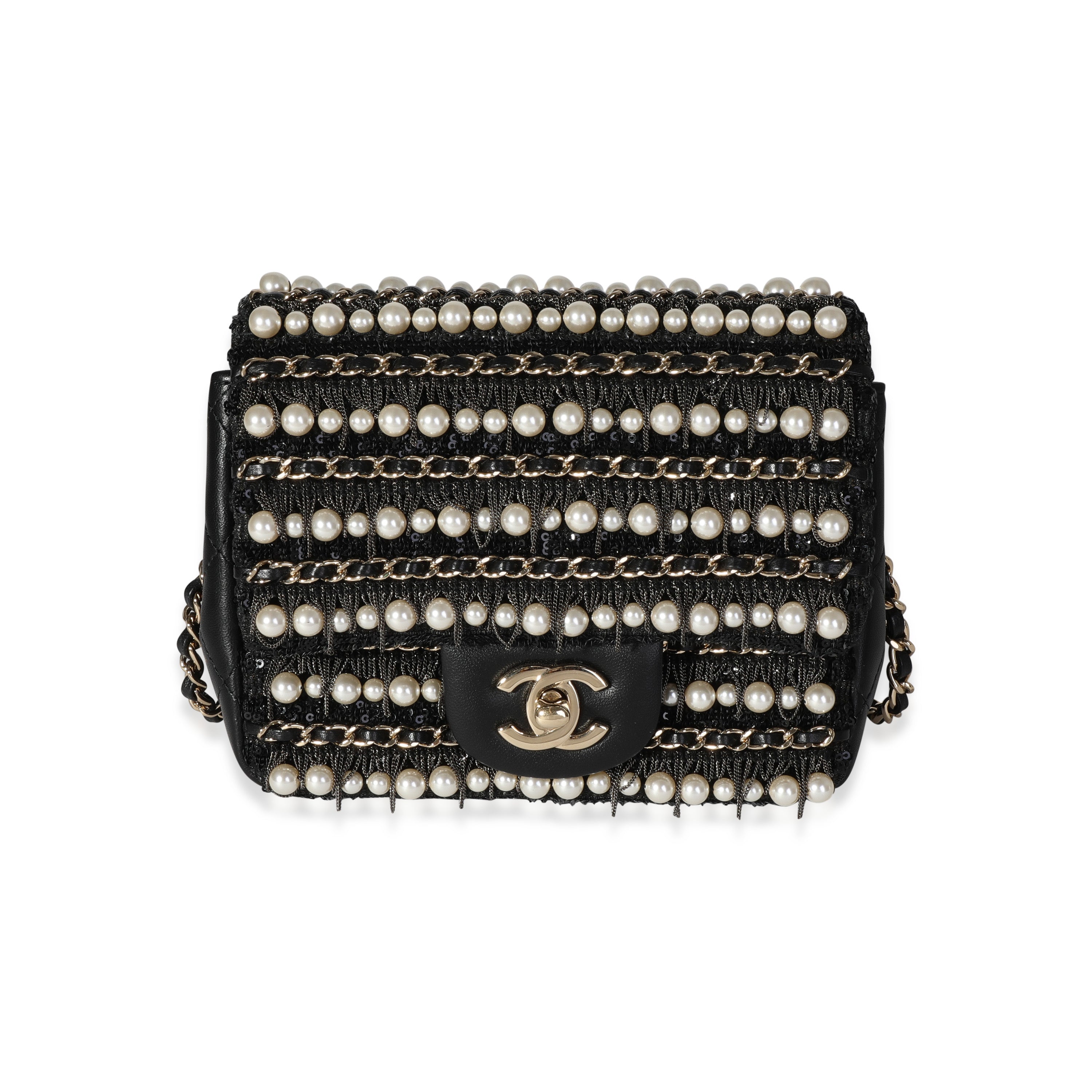 Chanel Mini Flap Pearl Crush Bag 22S Tweed Black/Multicolor in Tweed with  Gold-tone - US