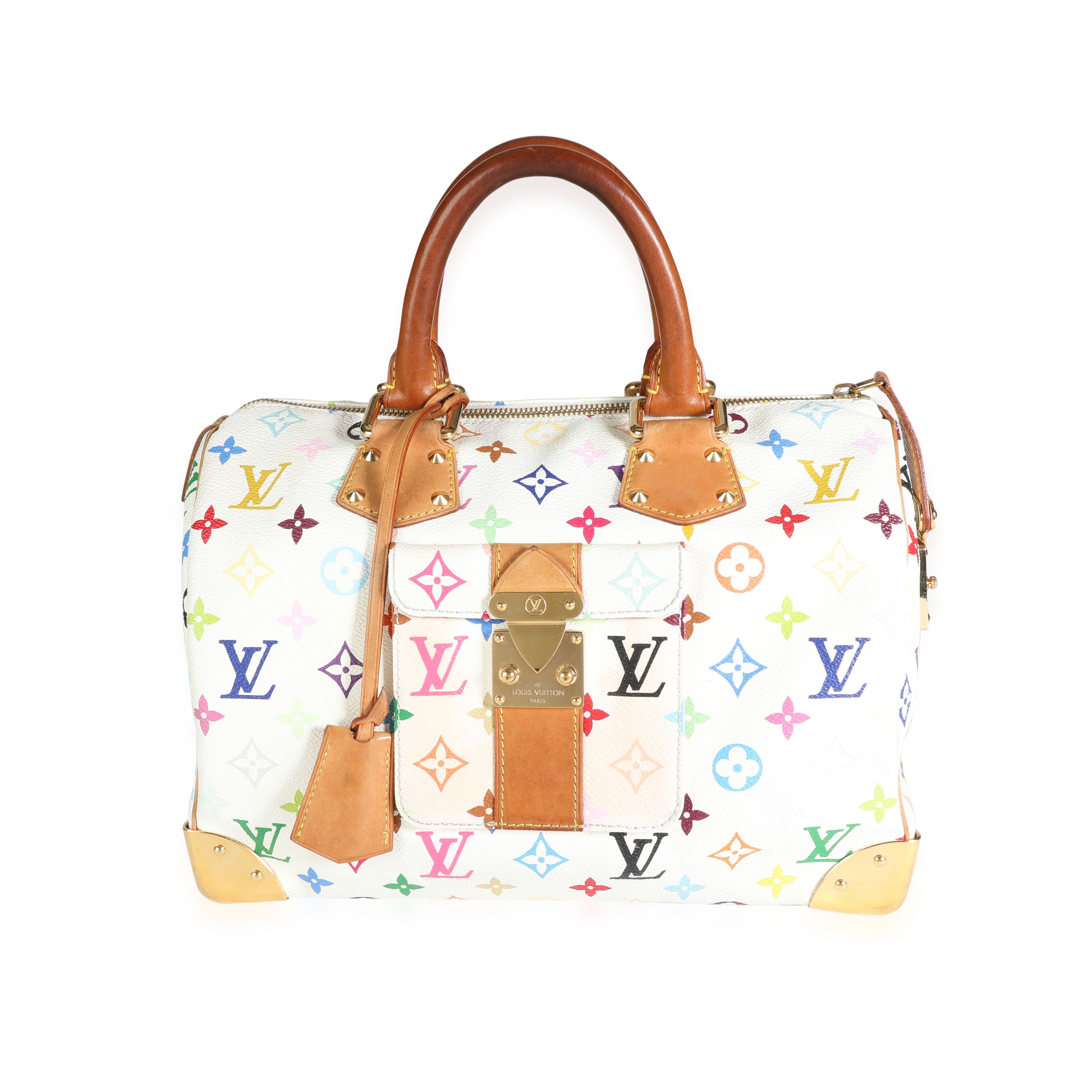 Louis Vuitton Speedy Handbag Monogram Multicolor 30 White