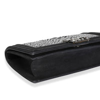 Chanel Metallic Python & Black Suede Crystal Boy Clutch