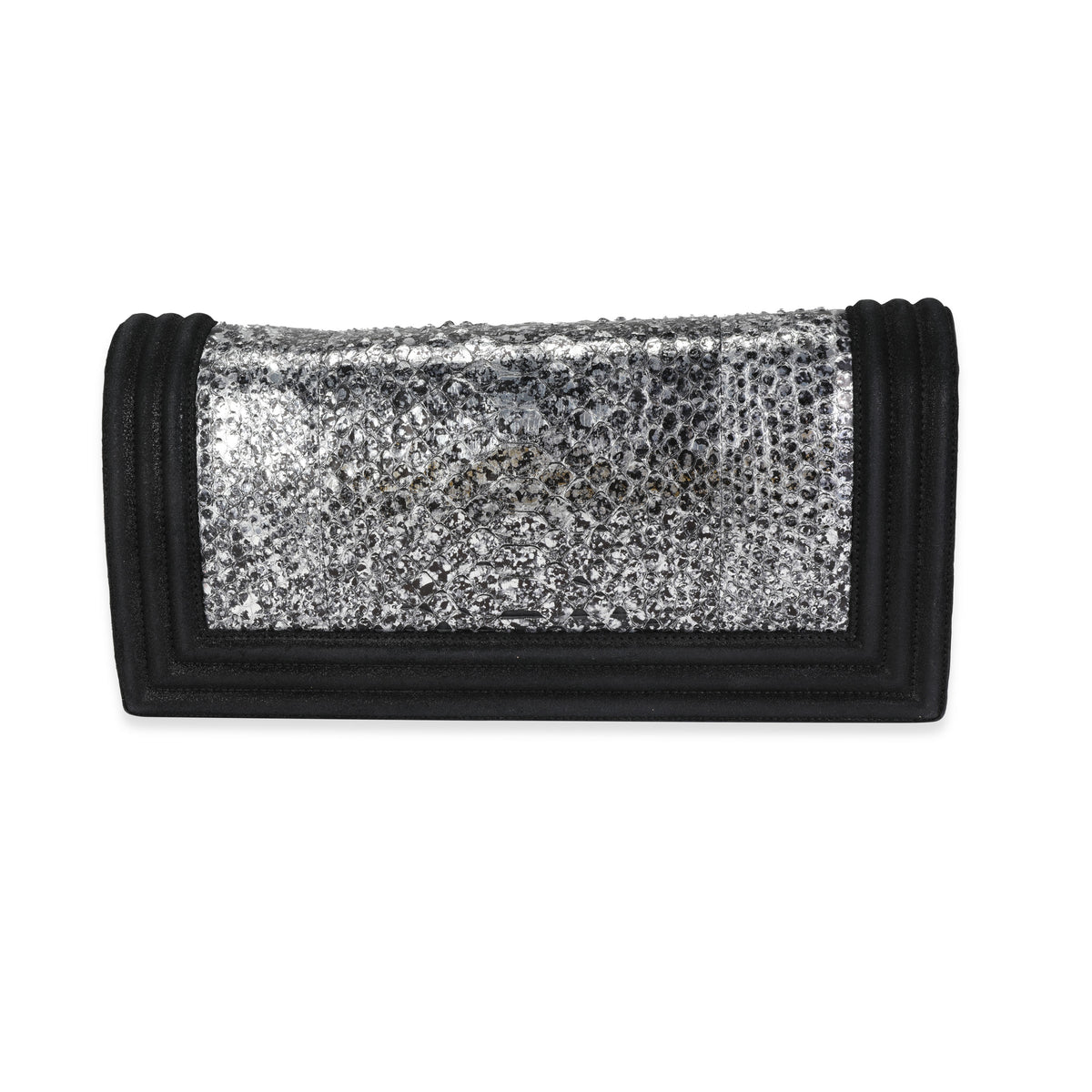 Chanel Metallic Python & Black Suede Crystal Boy Clutch