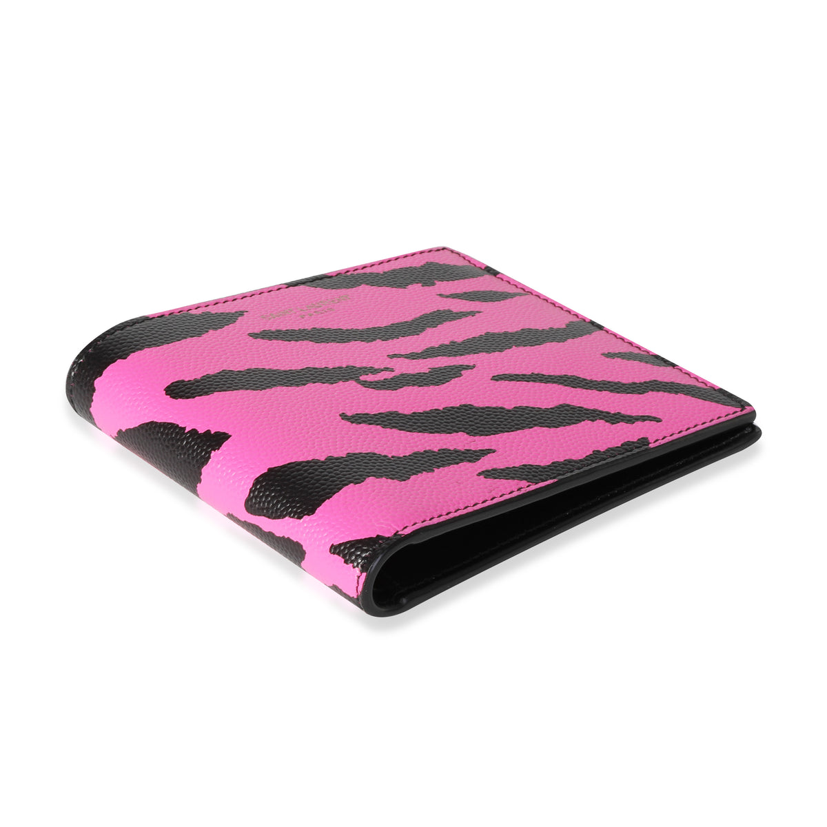 Saint Laurent Pink Tiger Stripe Grain De Poudre Leather East/West Wallet