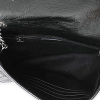 Saint Laurent Black Crinkled Calfskin Niki Chain Wallet
