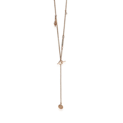 Hermès Diamond  Collier Gambade Lariat Necklace in 18k Rose Gold F-G VS 0.11 CTW