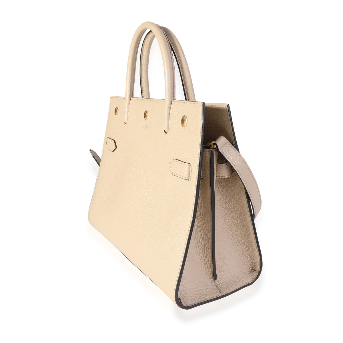 Burberry Small Title Leather Tote Bag Beige