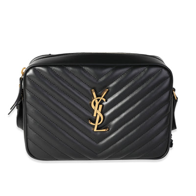 Saint Laurent Black Matelassé Calfskin Monogram Lou Camera Bag