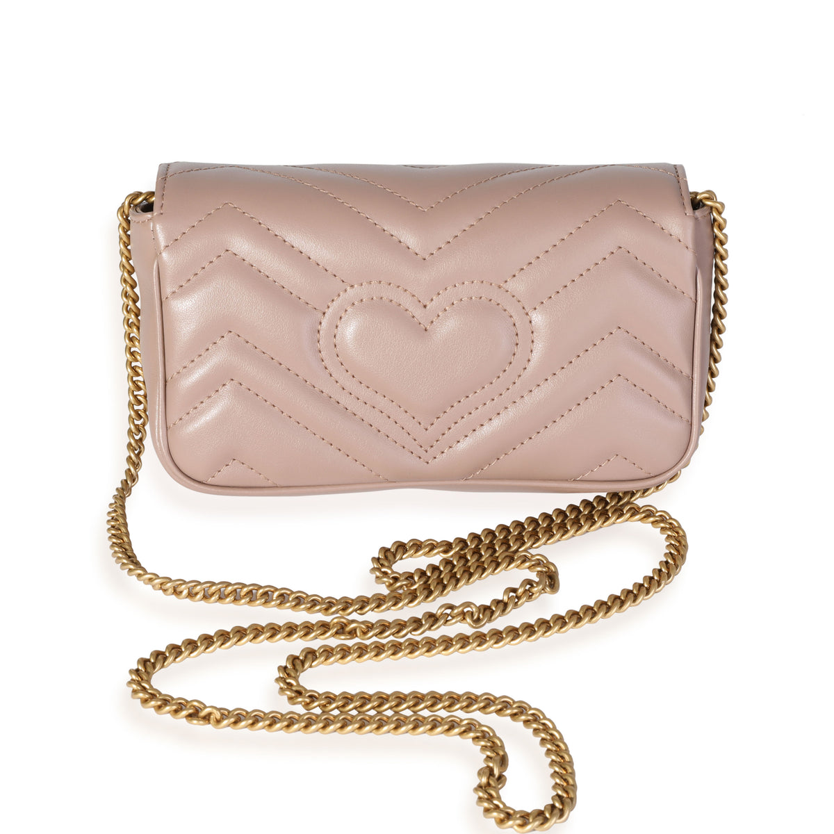 Gucci Dusty Pink Matelassé Leather GG Marmont Super Mini Shoulder Bag