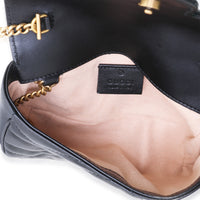 Gucci Black Matelassé Leather GG Marmont Super Mini Shoulder Bag