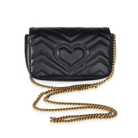 Gucci Black Matelassé Leather GG Marmont Super Mini Shoulder Bag