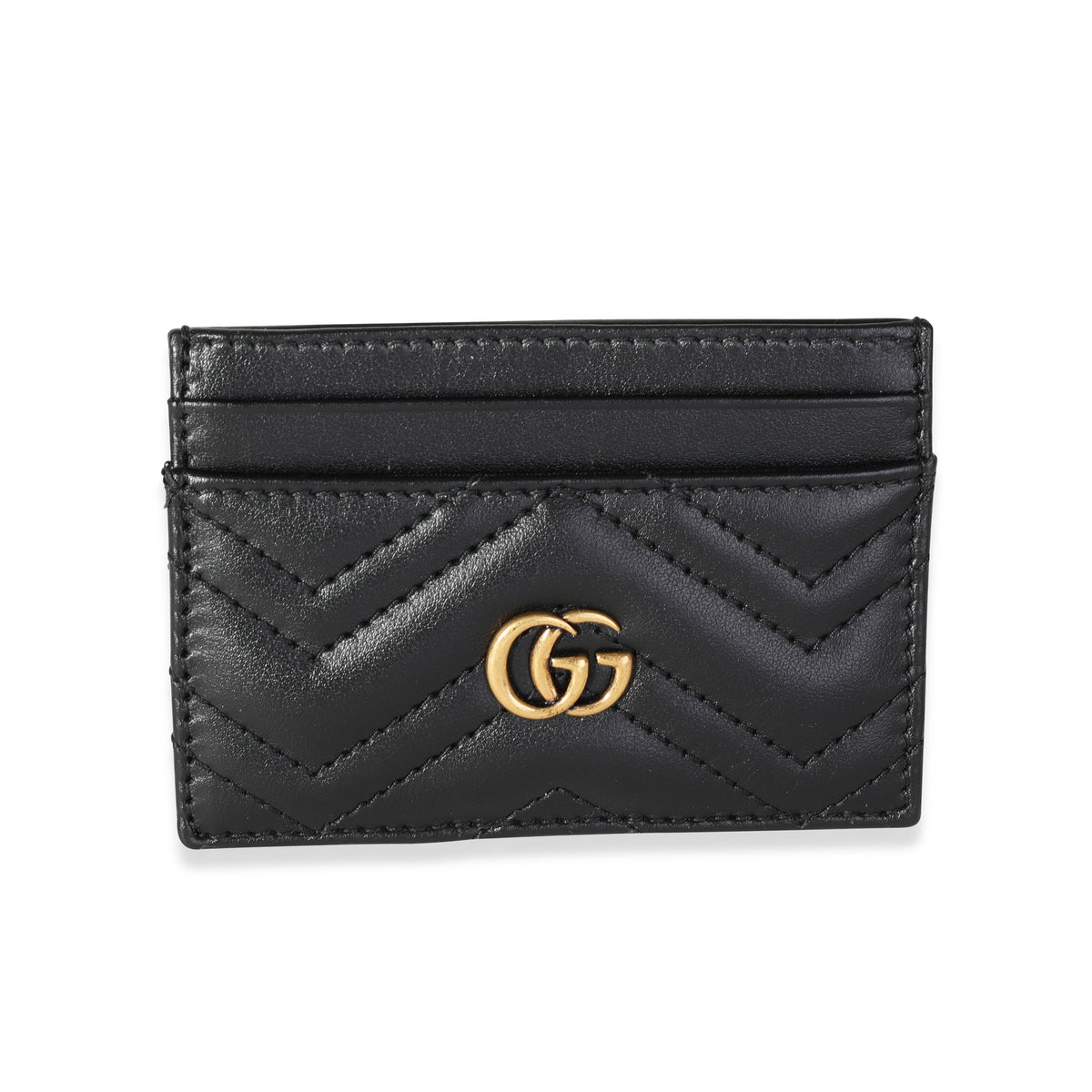 Gucci Black Leather GG Marmont Card Case