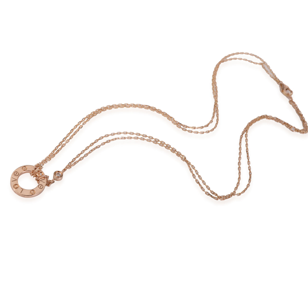 Cartier LOVE Diamond  Necklace in 18k Rose Gold 0.03 CTW