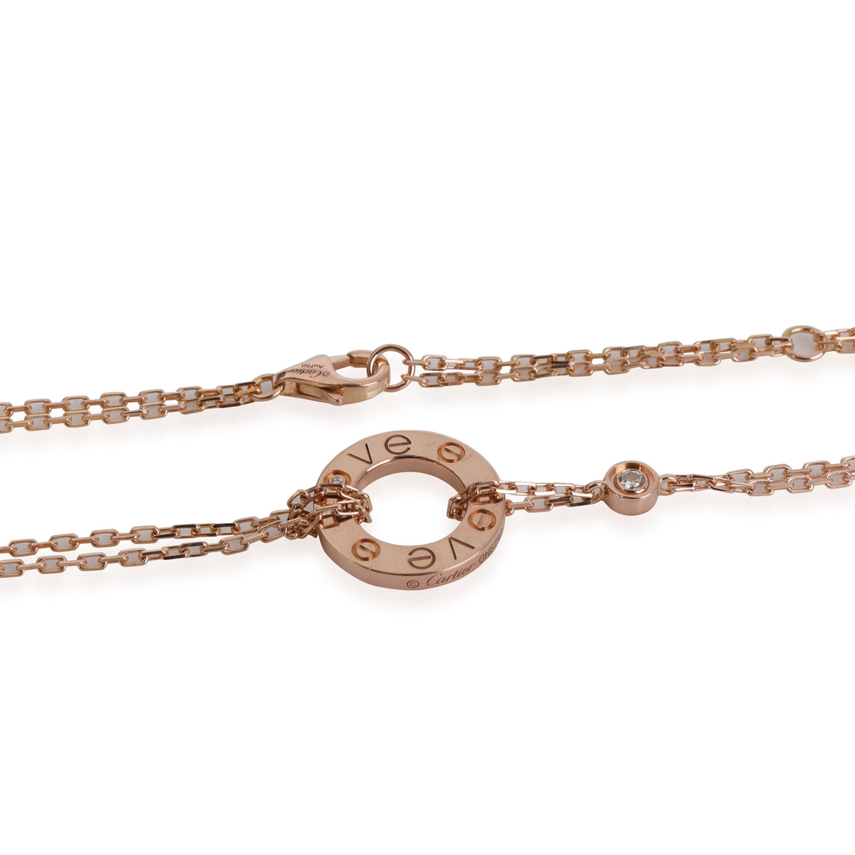 Cartier LOVE Diamond  Necklace in 18k Rose Gold 0.03 CTW