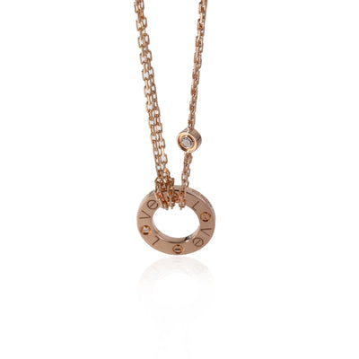 Cartier LOVE Diamond  Necklace in 18k Rose Gold 0.03 CTW