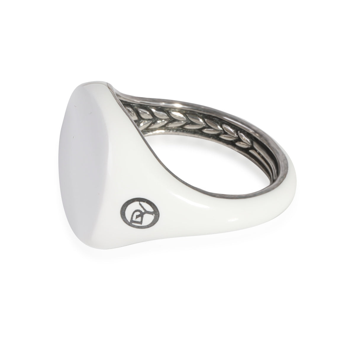 David Yurman White Enamel Pinky Ring in  Sterling Silver
