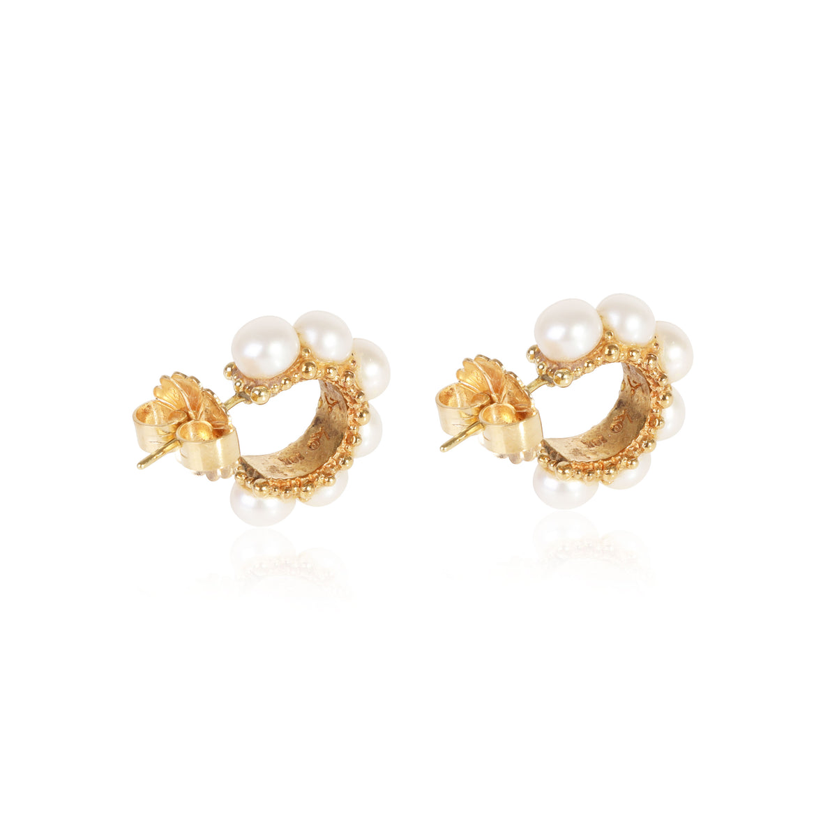 Stephen Dweck Pearl Hoop Earring in 18k Yellow Gold