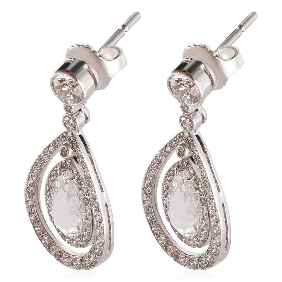 Rose Cut Diamond Drop Earring in Platinum G-H VS 2.00 CTW
