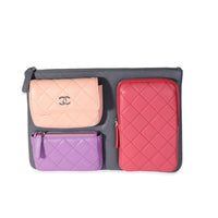 Chanel Multicolor Quilted Lambskin Multi-Pocket Zip Case