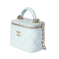 Chanel Light Blue Quilted Lambskin Mini Vanity