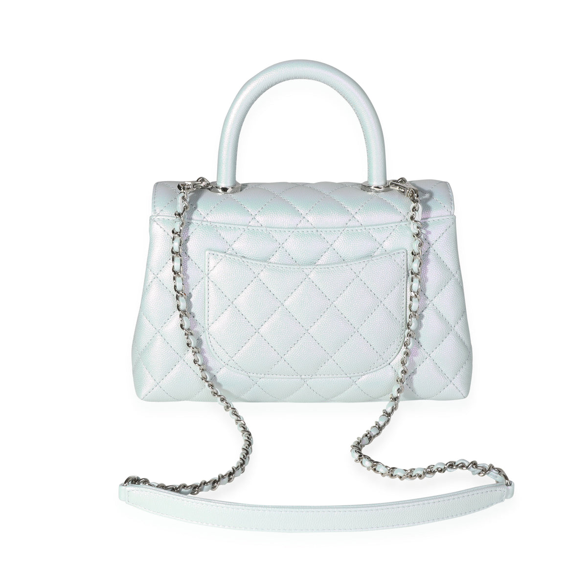 Chanel Light Blue Iridescent Quilted Caviar Small Coco Top Handle Bag, myGemma, IT