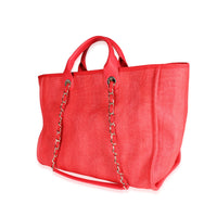 Chanel Red Canvas & Leather Large Deauville Tote