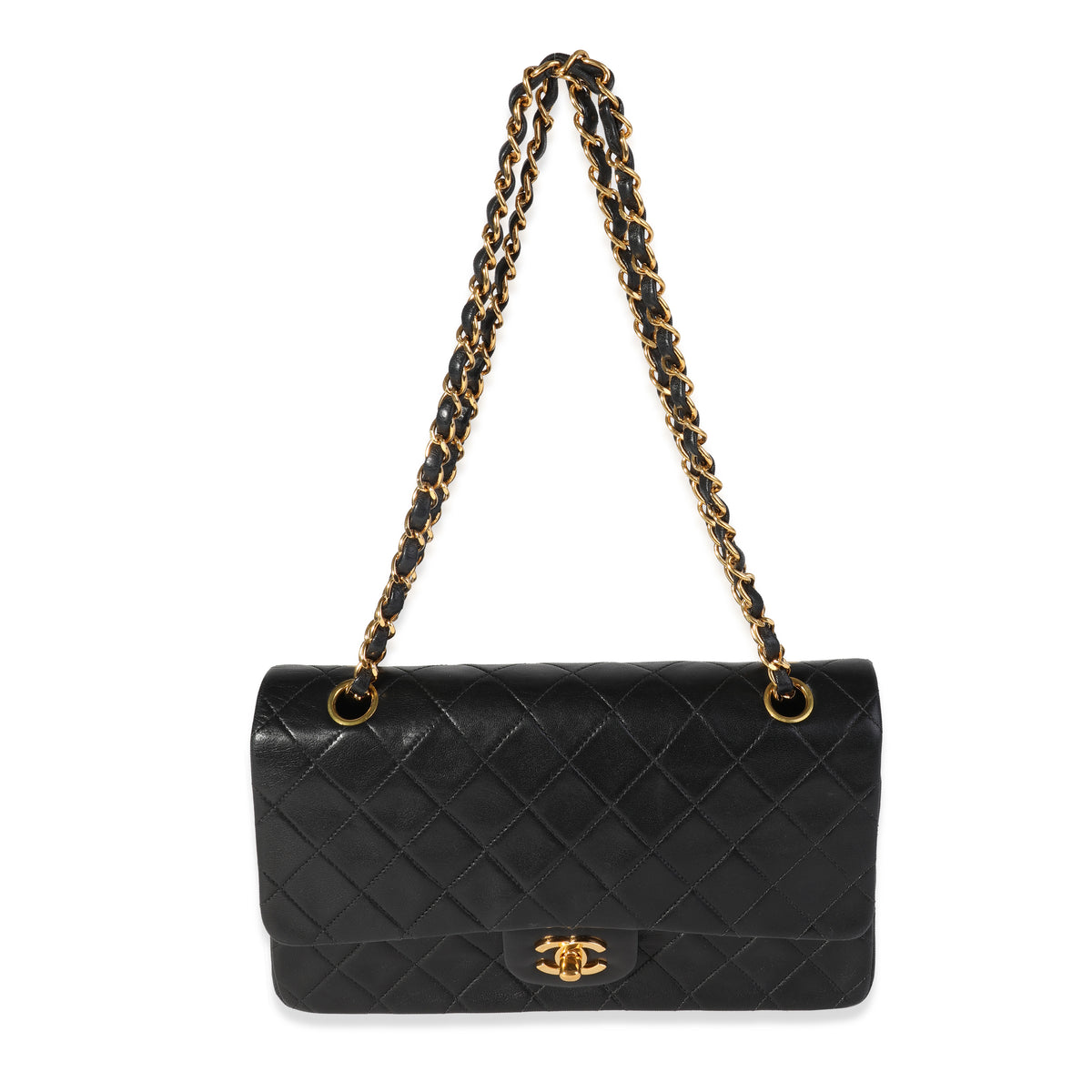 Chanel Vintage Black Quilted Lambskin Medium Classic Double Flap Bag