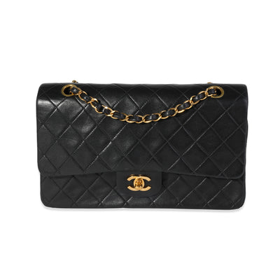 Chanel Vintage Black Quilted Lambskin Medium Classic Double Flap Bag