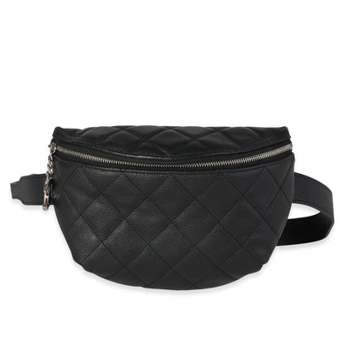 Chanel Uniform Black Quilted Caviar Waist Belt Bag