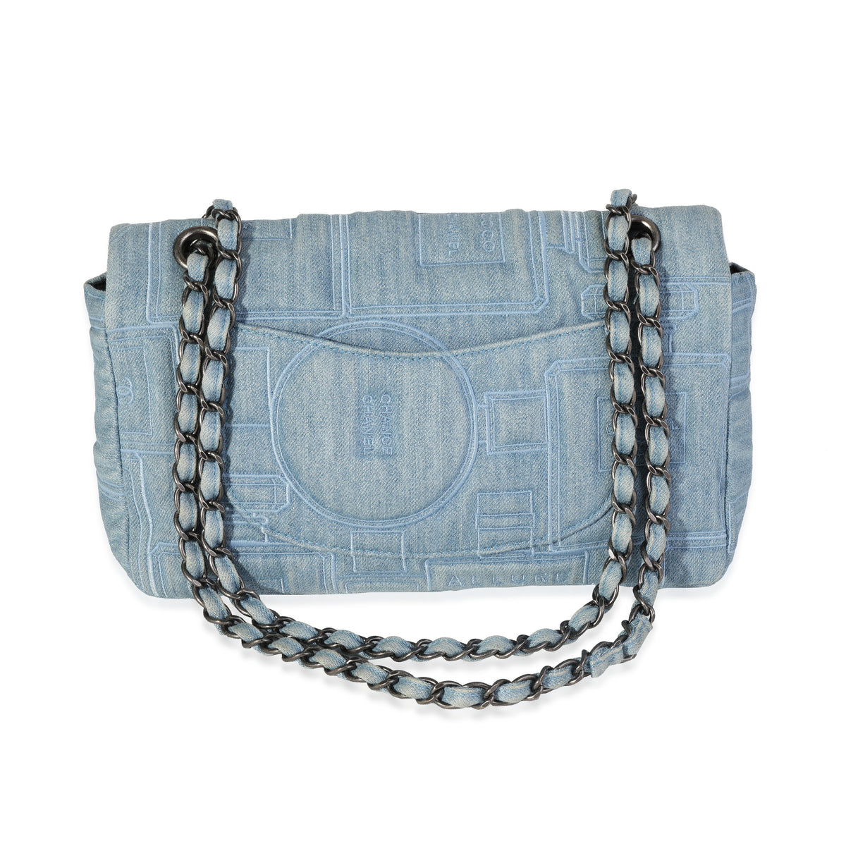 Chanel Light Blue Denim & Black Medium Perfume Bottle Embroidery Flap Bag  ref.614468 - Joli Closet