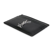 Saint Laurent Black Smooth Calfskin Leather Monogram Card Case