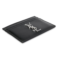 Saint Laurent Black Smooth Calfskin Leather Monogram Card Case