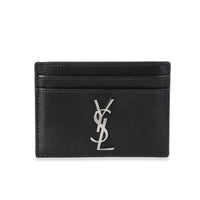 Saint Laurent Black Smooth Calfskin Leather Monogram Card Case