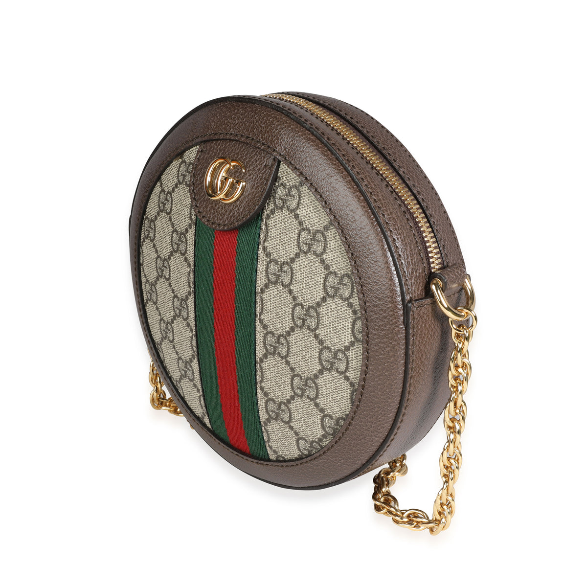 a Gucci Ophidia Round Coin Purse GG Coated Canvas